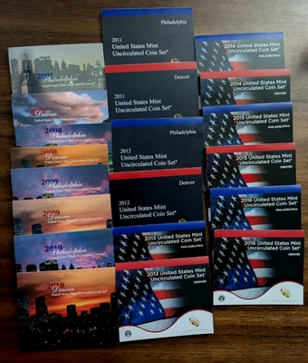 2007-2016 US Mint Philadelphia and Denver Uncirculated Coin Sets, Good Condition - Image 1 of 2