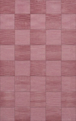 Pink Transitional Hand Hooked Checkered Squares Grid Area Rug Checked DV15 - Image 1 of 2