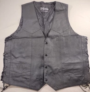 Vilanto Vintage Authentic Leatherwear Biker Motorrad Lederweste Herren XL schwarz - Bild 1 von 13