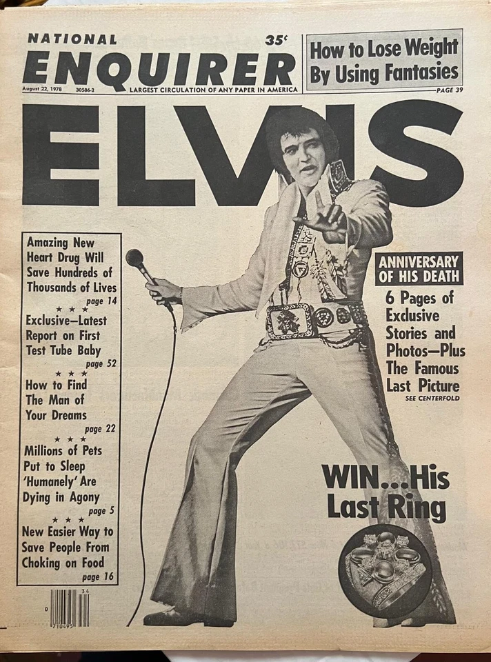 National Enquirer Magazine ELVIS PRESLEY Tribute August 22, 1978 Vintage  - Image 1 of 1