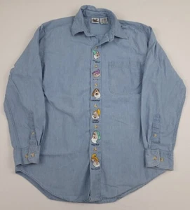 Vintage 90s Disney Snow White Seven Dwarfs Denim Jean Shirt Rare Cartoons USA - Picture 1 of 6