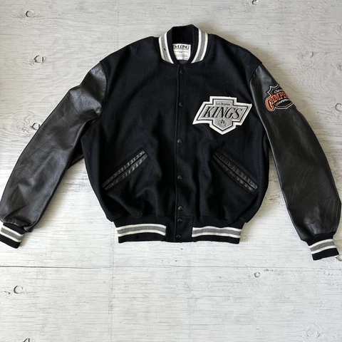 Vintage 90s Delong NHL LA Los Angeles Kings letterman Hockey Jacket Size 44 Cover