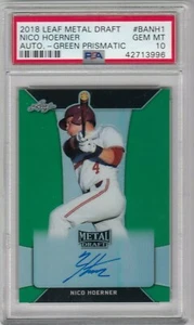 2018 Leaf Metal Nico Hoerner Cubs Green Prismatic Auto Rookie #D10 PSA 10 POP 3 - Bild 1 von 1