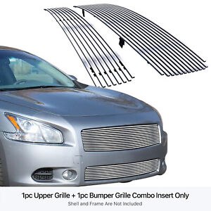 For 2009-2014 Nissan Maxima Stainless Steel Chrome Billet Grille Insert Combo
