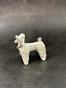 Vintage White Spaghetti Poodle Gold Trim & Collar Japan Figurine - Picture 1 of 9