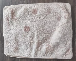 JC Penny Home Collection Quilted Pillow Shams Off White Pink Floral Design - Picture 1 of 5