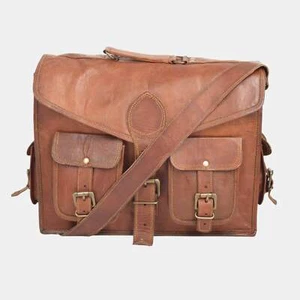 Men's Model Vintage Leather Messenger Shoulder Laptop Briefcase Business Bag - Picture 1 of 4