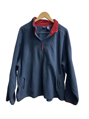 Chaqueta Pullover Chaqueta Vintage Ediciones Básicas 1/4 Cremallera Azul Polar XL 1990s Foto 1 de 4