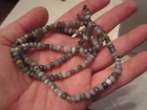CHALCEDONY & SMOKY QUARTZ & STERLING SILVER NECKLACE - 43g - 30" LONG - BBA-9 - Picture 1 of 3