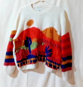 Maglione mamma misto alpaca fuzzy non sudare southwest cactus M indossabile arte - Foto 1 di 8