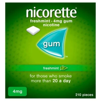 Nicorette Chicles Gum 210 un FRESH MINT 4mg ÚLTIMOS hasta Noviembre enviado HOY - Imagen 1 de 4