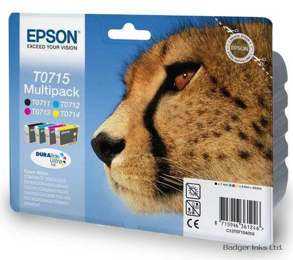 T0715 Multipack Cartucce di Inchiostro Originali Epson Inchiostri Ghepardo C13T07154010 - Immagine 1 di 1