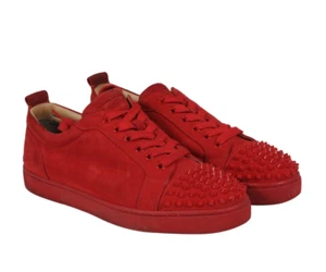 Christian Louboutin Men Louis Jr's Sz US 9 EU 42 Red Spike Suede Trainers Spike - Picture 1 of 10