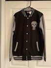 Vntg Marvel Punisher Varsity Style Jacket Adult M Snap Front NICE See All Photos
