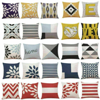 Home Decor 18"*18" Throw Cotton Waist Geometric Pillow Cover Sofa Cushion Case - Image 1 of 4