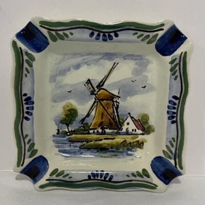 Delft Holland Blue Windmill Ashtray Handpainted Made in Holland - Picture 1 of 3