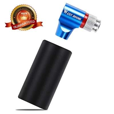 WEST BIKING Mini Bike Bicycle Tyre Tube Pump Cycling CO2 Gas Tyre Inflator Blue - Image 1 of 4