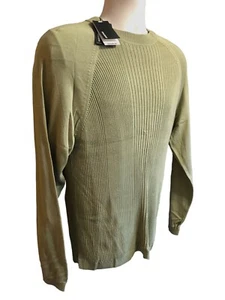NWT Murano 100% Washable Silk Men’s Large Green L Pullover Crew Neck Sweater - Picture 1 of 6