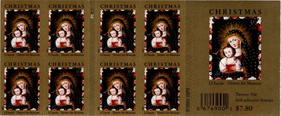 USAS 2006 CHRISTMAS MADONNA & CHILD, I.CHACON  BOOKLET OF 20 STAMPS SC 4100a MNH - Image 1 of 3