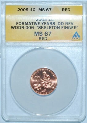 2009 ANACS MS67RD Red FS-808 DDR WDDR-006 Doubled Die Reverse Lincoln Cent - Image 1 of 3