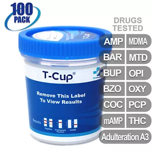 NEW Mintegrity Drug Test 12-Panel T-Cup Urine Home Kit 100-Pack #MI-TDOA-6124A3 - Picture 1 of 10