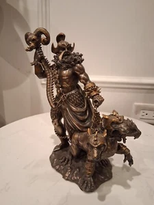 Greek Olympian God of The Underworld Hades Leashed Cerberus Guard Dog Figurine - Picture 1 of 13