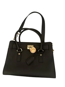 Michael Kors Hamilton Satchel Bag W Gold Chain & Key/lock. See Description - Picture 1 of 11