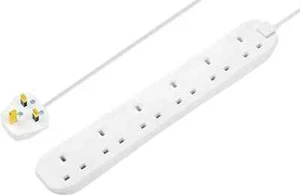 Verlängerungskabel 6-fach 13A Stecker Buchse Steckdosen 3m Kabel weiß - Masterplug BSG3N - Bild 1 von 20
