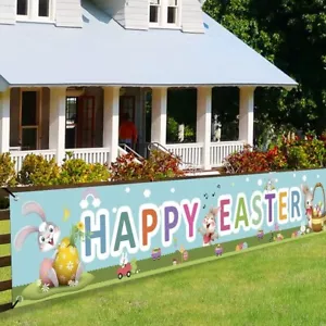 Happy Easter Banners, Welcome Spring Easter Themed Party Banner, Lawn Sign Ba... - Picture 1 of 4