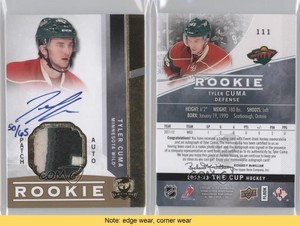 2012-13 Upper Deck The Cup Gold /65 Tyler Cuma #111 RPA Rookie Patch Auto RC