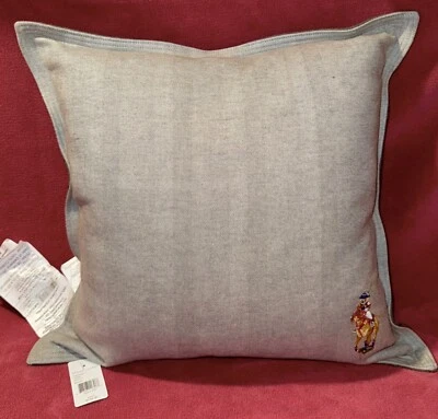 Ralph Lauren Turner Polo OSO Deco Almohada $145 20”20” Nuevo con Etiquetas Negro Gris Foto 1 de 4