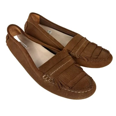 MASSIMO DUTTI Moccasin Driving Shoes Size 9.5 Suede Brown Womens Loafers - Image 1 of 4