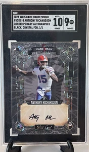 Anthony Richardson Auto Black Crystal 1/1 2023 Wild Card SGC 9 / Auto 10 Colts - Picture 1 of 2