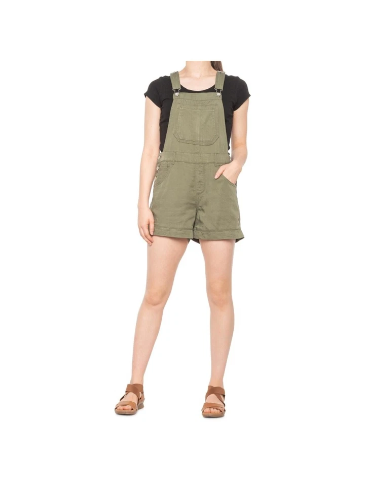 Seven7 Women's Sleeveless Square Neck Romper Green Size Medium