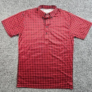 Collars and Co Polo Camicia Uomo Piccola Rossa Nera Gingham Abito Collo Elasticizzato Golf - Foto 1 di 8