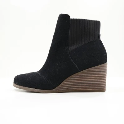 Botines TOMS Sadie de cuero negro con tacón de cuña de 3" - 8,5 Foto 1 de 4