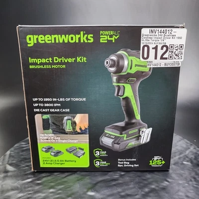 Greenworks 24V Brushless Cordless Impact Driver Kit 1950 in/lbs Torque 1/4 - Image 1 of 4