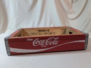 Wooden Enjoy Coca Cola Coke Soda Pop Bottle Crate Carrier Case Red Caddy Decor - Picture 1 of 19