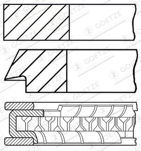 GOETZE ENGINE Kolbenringsatz 08-307700-00 für V94 T92 J96 ASTRA 900 OPEL SAAB CC - Bild 1 von 6