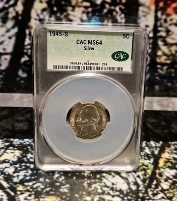 1945-S 5cents CAC MS64 Silver Coin - Image 1 of 2
