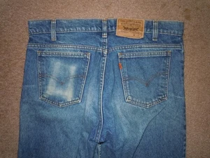 LEVIS MENS SIZE 34X30 VINTAGE EARLY 80'S ORANGE TAB WALLET FADE BLUE DENIM ZIP - Picture 1 of 7