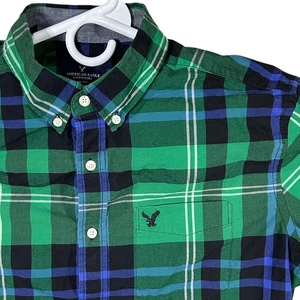 American Eagle Outfitters Men's Large Plaid Button Down Shirt Classic Fit Green - Picture 1 of 10