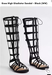 Torrid Knee High Gladiator Sandal - Black (WW) Size 9 - Picture 1 of 7