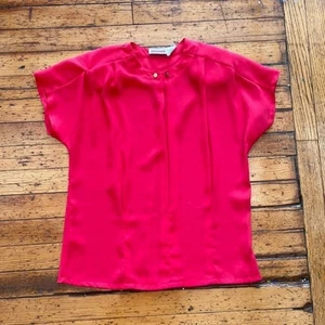 Judy Bond Vintage Red Short Sleeve Blouse Size 10 - Picture 1 of 5