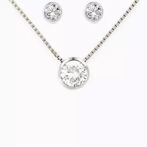 Completo Donna Collana + Orecchini Punto Luce In Argento 925° Zirconi Brillanti - Imagen 1 de 4