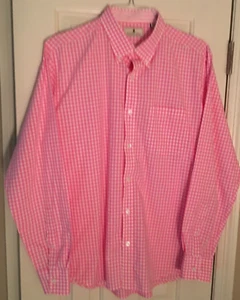 Southern Pines Button Up Shirt Mens Large Pink Checkered Long Sleeve 100% Cotton - Picture 1 of 4
