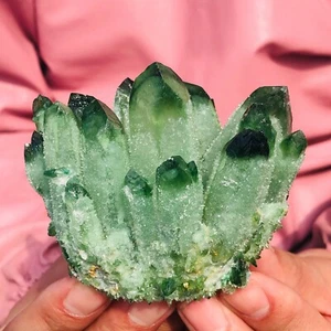 435g Raro Nuevo Brillante Verde Cuarzo Fantasma Cristal Racimo Muestras 182 - Imagen 1 de 12