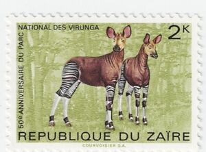 Zair Fauna Okapi Zebra-Żyrafa znaczek 1990 MNH A-4