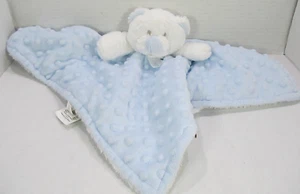 Blankets & Beyond Minky Dot Teddy Bear Security Blanket Blue White Lovey 15" - Picture 1 of 7