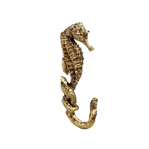 Brass seahorse hook. Strong and durable, perfect for bathroom towels - Picture 1 of 15